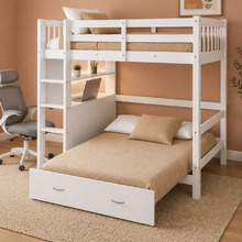 Solenne Convertible Single Over Double Bunk Bed with Desk & Mattress