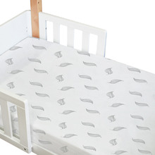 Amani Bebe Organic Standard Fitted Sheet White with Grey Leaf