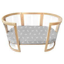 Amani Bebe White Leaf Organic Jersey Cotton Oval Fitted Sheet