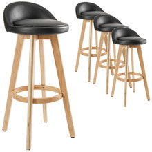 72cm Sunnie Natural Leg Faux Leather Barstools (Set of 4)