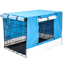 Collapsible 2 Door Metal Dog Cage with Cover & Tray