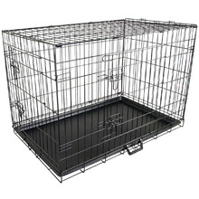 Collapsible 2 Door Metal Dog Cage with Tray