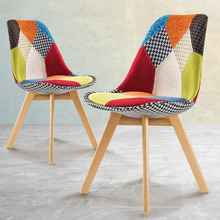 Multi-Coloured Eames Replica Upholstered Dining Chairs (Set of 2)