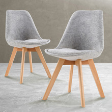 Grey Eames Replica Upholstered Dining Chairs (Set of 2)