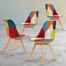 Multi-Coloured Eames Replica Upholstered Dining Chairs (Set of 4)