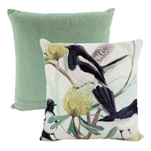Willy Wagtail Linen-Blend & Velvet Cushion