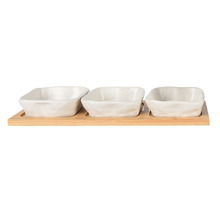 4 Piece Elgin Ceramic Square Dip Bowl & Tray Set