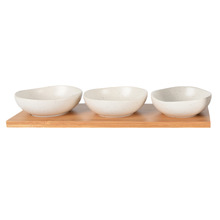 4 Piece Elgin Ceramic Round Dip Bowl & Tray Set