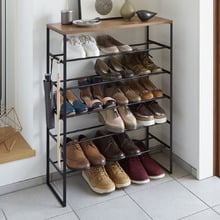 Tower 5 Tier Metal & Wood Shoe Rack