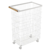 White Tosca Steel Laundry Basket with Wheels