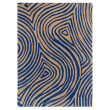 Electric Blue Decor Groove Hand-Tufted Pure New Wool Rug