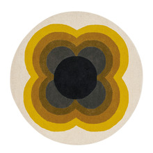 Yellow Sunflower Hand-Tufted Wool Round Rug