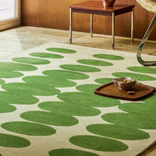 Green Optical Oval Hand-Tufted Pure New Wool Rug
