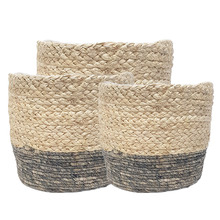 3 Piece Natural & Grey Hemsley Basket Set