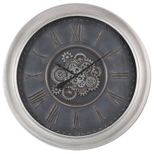 100cm Silver Provincial Metal Wall Clock