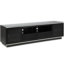 210cm Black Modern Glass-Top Entertainment Unit