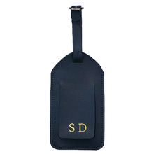 Navy Leather Luggage Tag