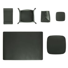 6 Piece Green Artisan Cowhide Leather Desk Set