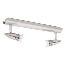 Forster Satin Chrome Steel 2-Light Rail Spotlight