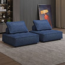 Rogan Linen & Cotton Armless Lounge Chairs (Set of 2)