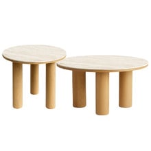 2 Piece Elliot Travertine-Look Coffee & Side Table Set