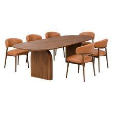 6 Seater Denver Vinyl Leather Dining Table & Chair Set
