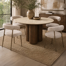 4 Seater Giselle Travertine-Look Dining Table & Chair Set