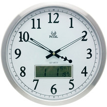 34.7cm Metal Wall Clock with LCD