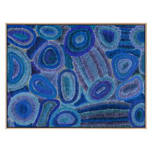 Blue Ngapa Jukurrpa IV Framed Canvas Wall Art