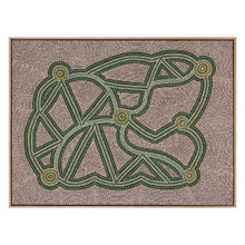 Green Ngapa Jukurrpa III Framed Canvas Wall Art