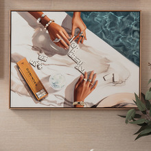 Poolside Dominoes Canvas Wall Art