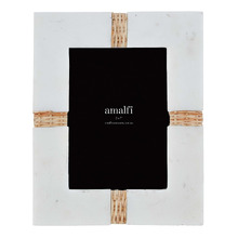 Maurie Marble & Rattan Photo Frame