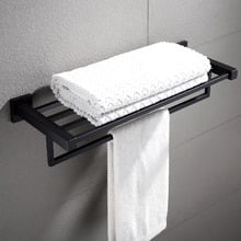 Nero 600mm Black Bathroom Storage Rail