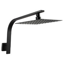 Andon 200mm Matte Black Square Gooseneck Shower Arm & Head