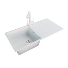 1000mm Single White Granite Composite Kitchen Sink with Drainer