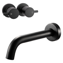 Euro Matte Black Wall Mounted Bath Spout & Tap Set