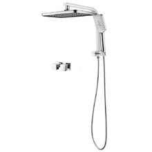 Ottimo 300mm Chrome Short Twin Shower & Wall Top Assemblies Set