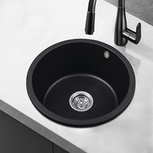 Black Round Granite Quartz Stone Kitchen Sink