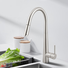 Brushed Nickel Swivel Pull-Out Kitchen Mixer Tap