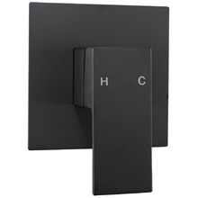 Square Black Brass Hot Cold Wall Mixer