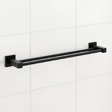 Nero 600mm Black Stainless Steel Double Rail Towel Rail