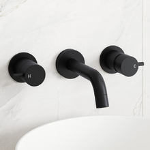 Euro Matte Black Wall Mounted Bath Spout & Tap Set