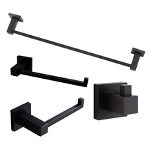 Square Matte Black Bathroom Basics Accessory Package