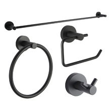 Round Matte Black Bathroom Basics Accessory Package