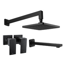 Retro-fit Square Matte Black Shower Bathroom Basics Package