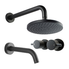 Retro-fit Round Matte Black Shower Bathroom Basics Package