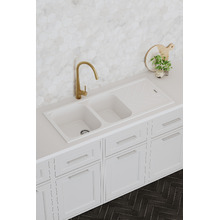 Obsidian 1160mm 1 & &frac34; Black Granite Composite Kitchen Sink
