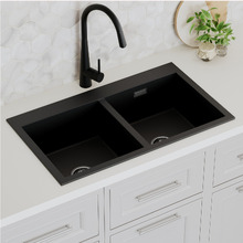 830mm Double Black Granite Kitchen Sink