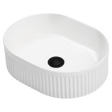 Zoya 400mm Gloss White Pill Ceramic Basin with Pop-Up Waste