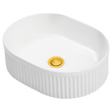 Zoya 400mm Gloss White Pill Ceramic Basin with Pop-Up Waste